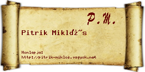Pitrik Miklós névjegykártya