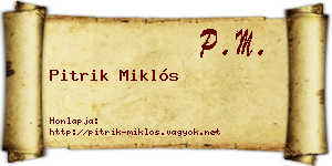 Pitrik Miklós névjegykártya